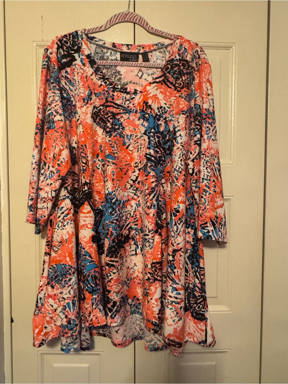 Attitudes by Renee Coral, Blue & Black Abstract Scoop Neck Tunic